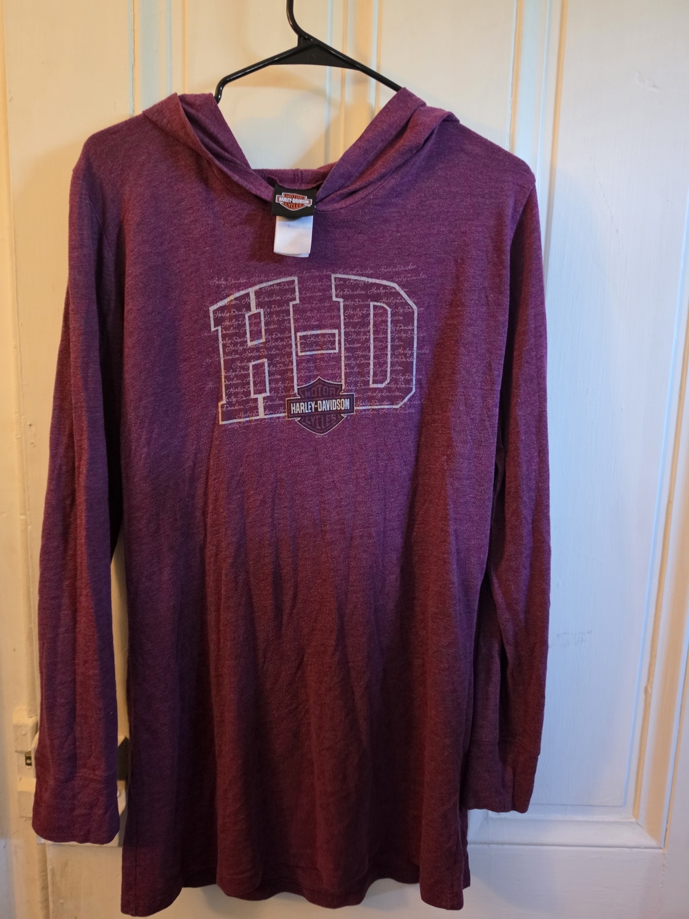 Harley-Davidson Purple Hooded Long Sleeve Tee with White Graphic
